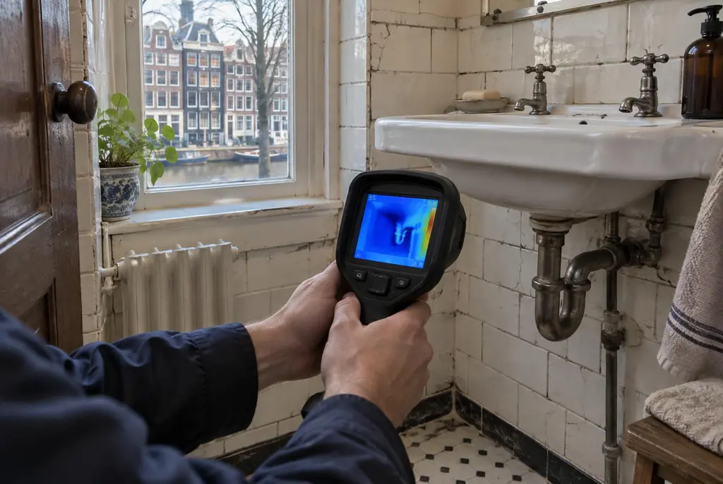Lekdetectie Elst – badkamer met oude leidingen achter de tegels